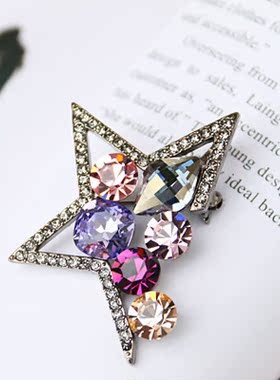 韩国进口饰品水晶胸针项链