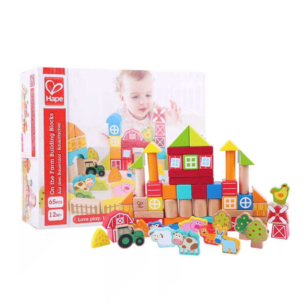 德国Hape城市情景大块积木农场小镇婴儿童宝宝益智实木头玩具可咬,淘宝优惠券,粉丝福利购,淘宝优惠卷