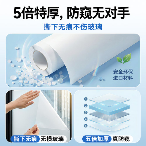 磨砂玻璃贴纸窗户卫生间防窥隐私膜透光不透明防走光办公室浴室贴 - 图3