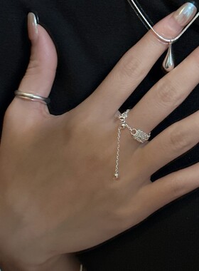 S925纯银韩版流苏戒指韩国风多层流苏时尚简约款指环银饰