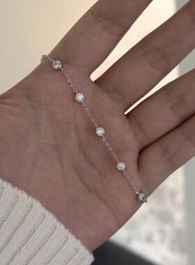 小红书爆款S925纯银小泡泡钻手链女小众感极简风叠戴锆石抽拉