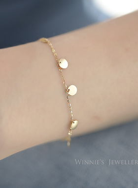 S925纯银镀金闪亮小金币元素手链女 迷你小亮片简约气质ins