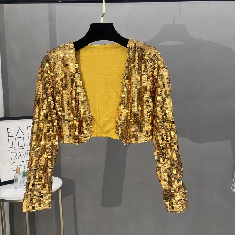 小西装女士2024新款重工亮片气质开衫休闲短款闪闪舞台风外套上衣,淘宝优惠券,粉丝福利购,淘宝优惠卷