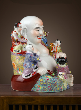 景德镇瓷器手工雕塑瓷弥勒佛客厅