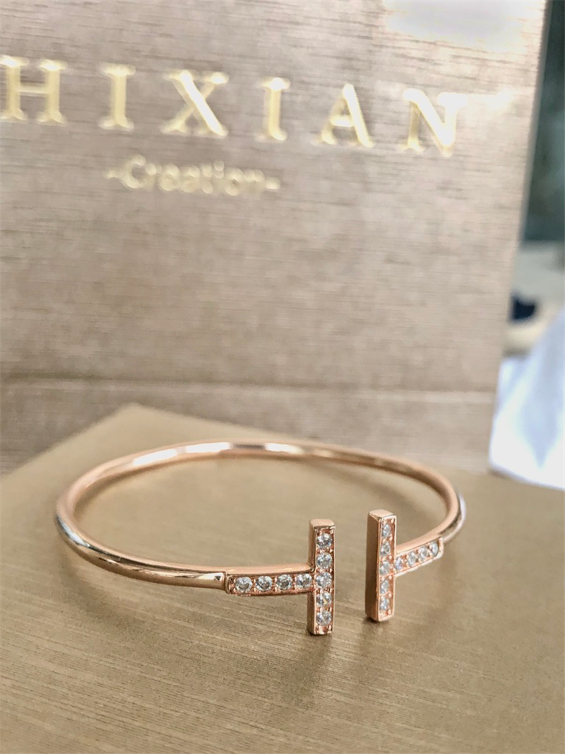 双t女开口纯银百搭款网红同款手镯 石仙珠宝手镯