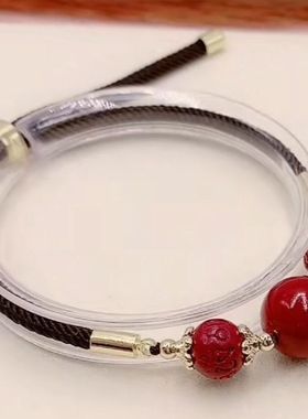 朱砂紫金砂红砂万福珠招财进宝转运珠吊坠转运招财天然网红锁骨链