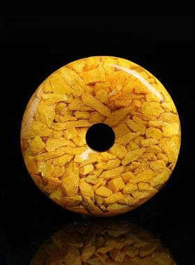 雄黄晶体平安扣男士天然正品晶体雄黄吊坠儿童情侣本命年吊坠挂件