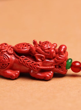 原矿朱砂红吊坠高含量帝王砂貔貅项坠纳福男女