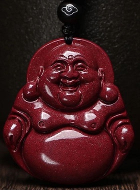 高含量朱砂弥勒佛女款紫金砂佛公男士观音菩萨带绳