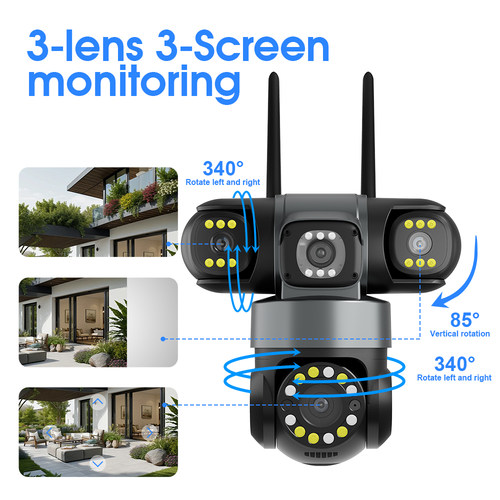 Yoosee WiFi canera three lense HD监控摄像机360°家用手机远程 - 图1