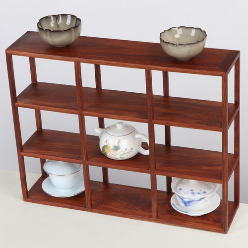 花梨木茶壶架子茶杯架小博古架多宝阁客厅简约中式置物架小摆件架 - 图0