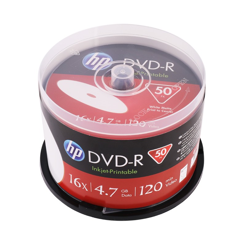 HP惠普铼德可打印DVD-R16X 4.7GB 50P桶装空白刻录光盘DVD打印盘-图3