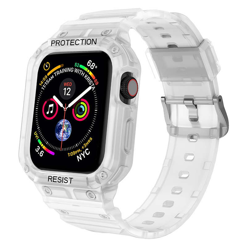 适用iwatch9代表带apple watch7/6/SE液态硅胶一体苹果S7手表带保护壳8代40mm44/49全包表壳运动腕带潮牌男女 - 图1