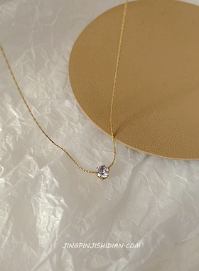 晶品钛钢金色轻奢高级感小巧精致简约百搭气质时尚钻石极细项链女