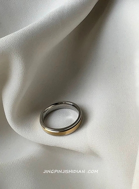 晶品钛钢不褪色简约金黄色戒指