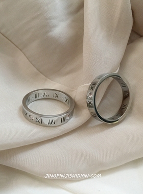 希腊字母情侣款戒指高级感钛钢