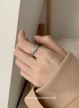 ins褶皱锡纸纹理不规则随形戒指