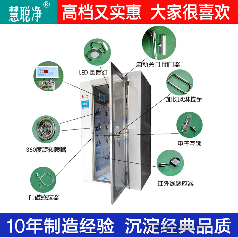 不锈钢风淋室单人单吹双人双吹自动感应吹淋风淋机净化门QS认证-图2