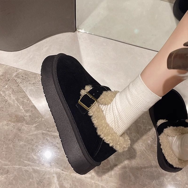 厚底勃肯鞋女加绒加厚雪地靴2025新款冬季高颜值女鞋豆豆鞋毛毛鞋,淘宝优惠券,粉丝福利购,淘宝优惠卷