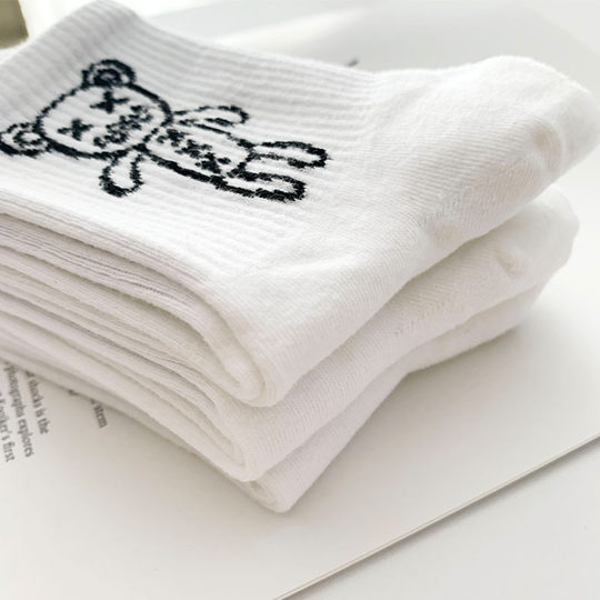 Впитывающие пот и дышащие женские носки из чистого хлопка с милым жестоким медведем