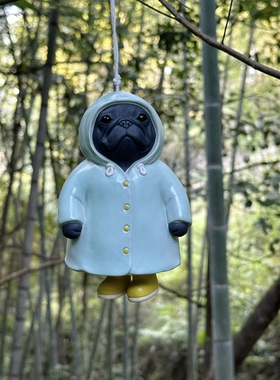 法国斗牛犬陶瓷创意桌面摆件可爱法斗陶艺装饰品风铃雨衣法斗