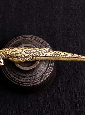 黄铜全手工茶刀茶针茶锥普洱茶饼黑茶宠鹦鹉文玩摆件功夫茶具配件