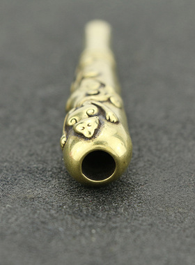 纯黄铜粗细两用动物雕纹烟嘴