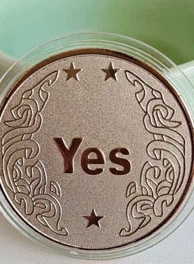 新款真正纯金属重金银色纪念硬币定制收藏决策正反面YES NO浮雕款