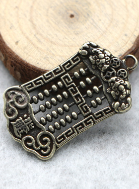 复古典藏国风艺术黄铜摆件古法手工匠作貔貅算盘毛衣链项链大气简