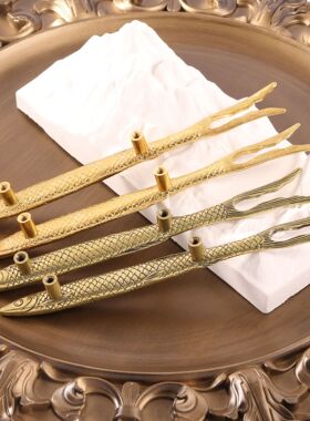 纯黄铜复古法手工匠作旧典藏艺术国风年年有鱼古风门把手柜门拉手