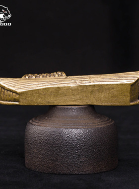 纯黄铜复古法手工匠作旧典藏国风艺术摆件乌篷渔船手把件文玩茶宠