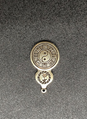 复古典藏国风艺术黄铜摆件古法手工匠作福字八卦葫芦牌钥匙扣挂件