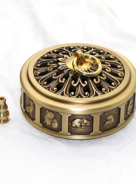 香炉纯铜家用室内沉香熏香炉檀香盘香手工摆件盘香三足香薰炉系列