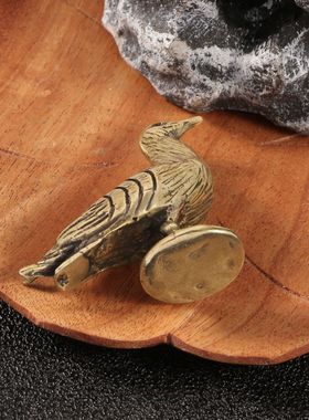 纯黄铜复古法手工匠作旧典藏艺术和平鸽小鸟自由鸽子实心摆件茶宠