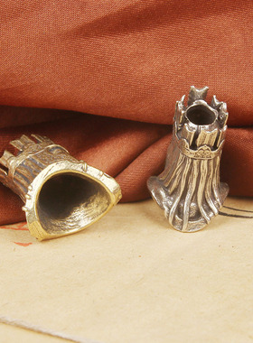 纯黄铜复古法手工匠作旧典藏艺术皇帝王冠edc刀坠伞绳坠编绳隔珠