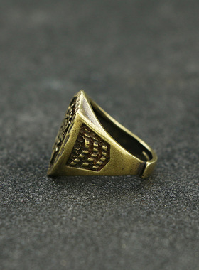 古玩铜器收藏手工戒指男士盾牌