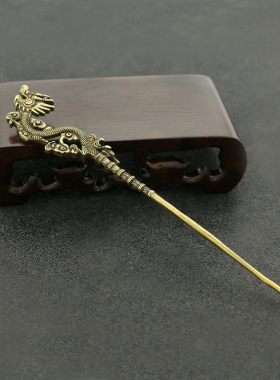 复古龙纹簪子创意黄铜工艺品