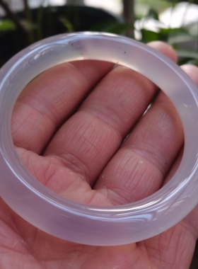 正品纯天然玛瑙手镯浅紫玉髓圆条手镯55mm天然原色无优化实物拍摄