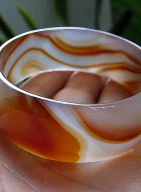 正品巴西新款玛瑙玉髓手镯58 天然原色朱砂纹理礼物 掌柜推荐