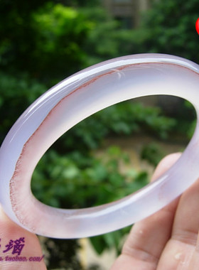 时尚正品巴西纯天然玛瑙玉髓圆条手镯56mm 精美朱砂纹理 水晶福镯