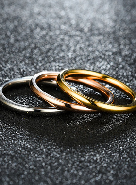 简约2MM极细内外光圈女士戒指