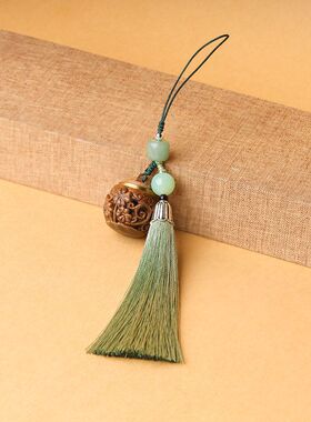 包绿手机香囊檀木雕刻木女款挂件