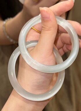 女手镯女款玻璃猫眼石新中式配饰镯子手饰店仿玉扁条2025饰品礼品