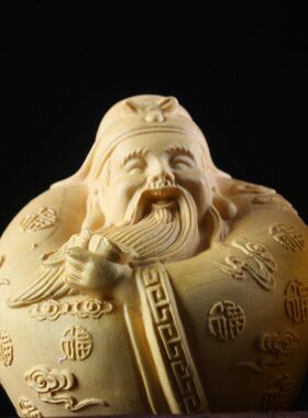 三星福禄寿精雕办公室黄杨木雕