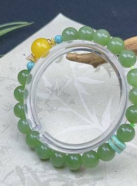 原创设计天然和田玉碧玉手串女款10mm手链送女友礼物