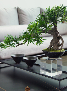 托盘金属仿真花茶具组合新中式