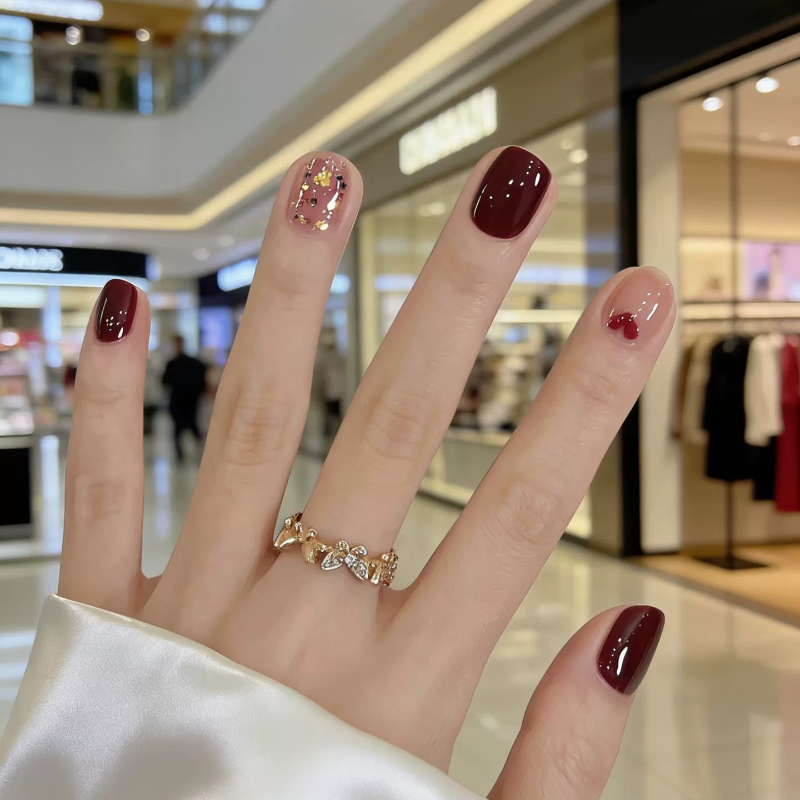 新款秋冬手作穿戴甲显白新年车厘子爱心美甲贴片成品可拆卸,淘宝优惠券,粉丝福利购,淘宝优惠卷