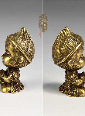 纯铜齐天大圣斗战神佛孙悟空茶宠摆件黄铜手把件金箍棒猴子摆件