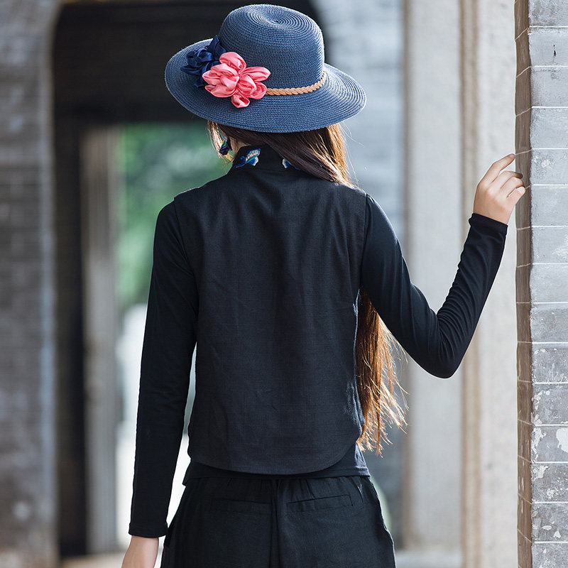 民族风棉麻复古大片绣花马甲外套女秋款国潮中式短款背心马夹上衣,淘宝优惠券,粉丝福利购,淘宝优惠卷