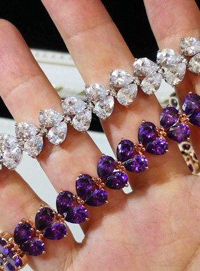 微镶锆石宴会新娘花朵镀金手链